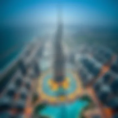 Aerial View of Burj Al Safa Aerial perspective of Burj Al Safa and surrounding urban area