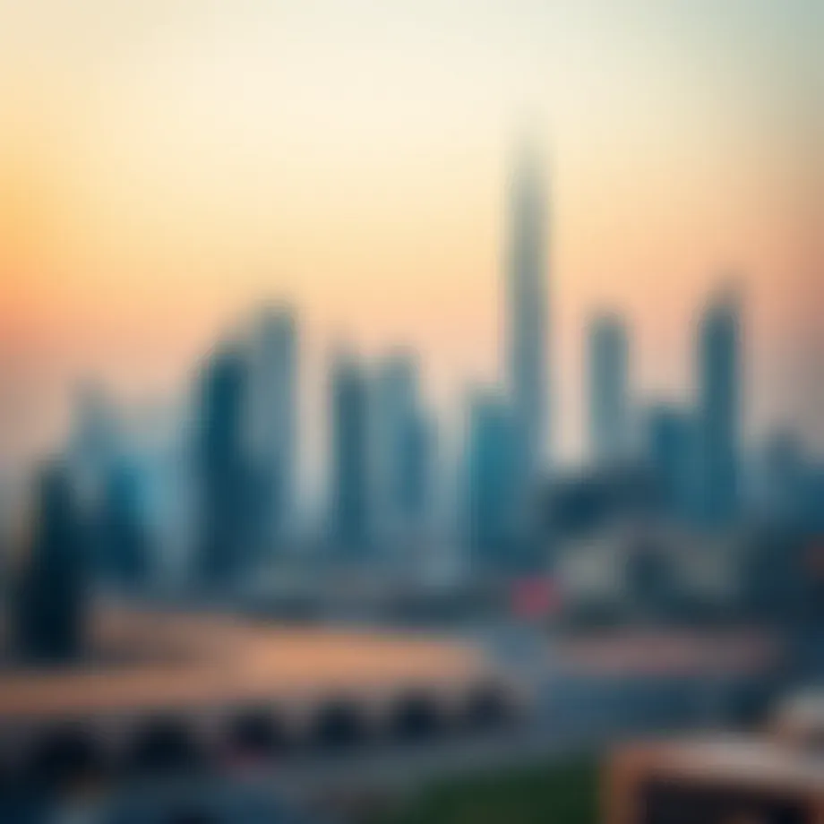 A panoramic view of Abu Dhabi skyline featuring iconic skyscrapers