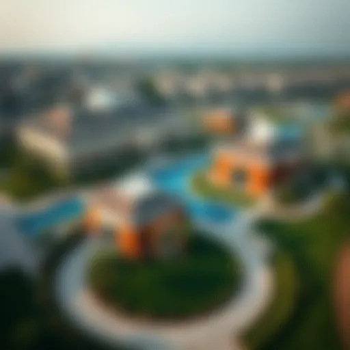 Aerial view of Discovery Garden showcasing architectural designs