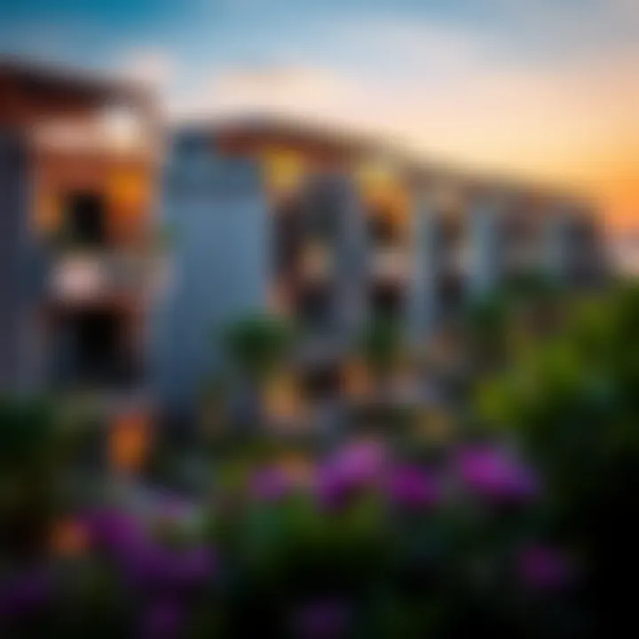Conceptual rendering of residential units highlighting modern architecture and green spaces.