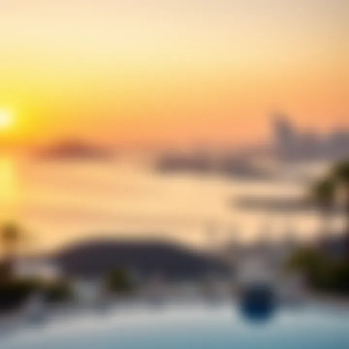 Serene sunset over Dubai's coastline and islands