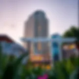 A stunning view of the Marina Plaza Building showcasing its modern architecture