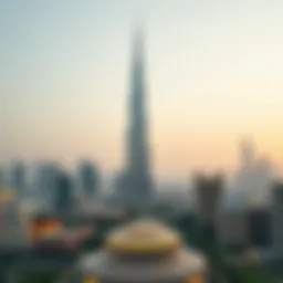 Stunning view of Zumurud Tower against the Dubai skyline