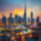 City skyline of Dubai showcasing modern architecture