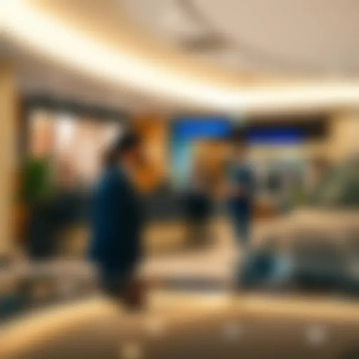 Reception area of Tasjeel Motor City with staff assisting customers