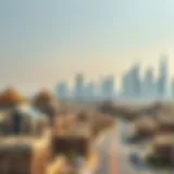A panoramic view of Dubai's skyline featuring Azizi properties